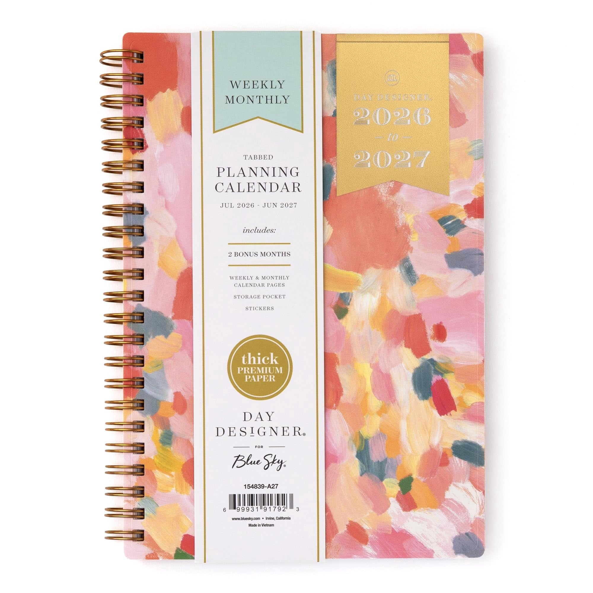 2026-2027 Weekly and Monthly Academic Year Planner Calendar, July 2026 - June 2027, 5" x 8", Flexible Cover, Wireboun...