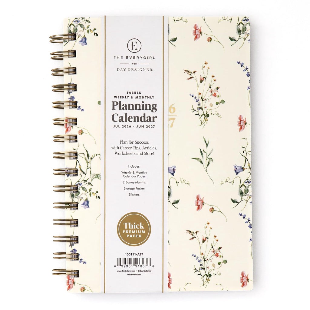 The Everygirl 2026-2027 Weekly and Monthly Academic Year Planner Calendar, July 2026 - June 2027, 5" x 8", Flexible C...