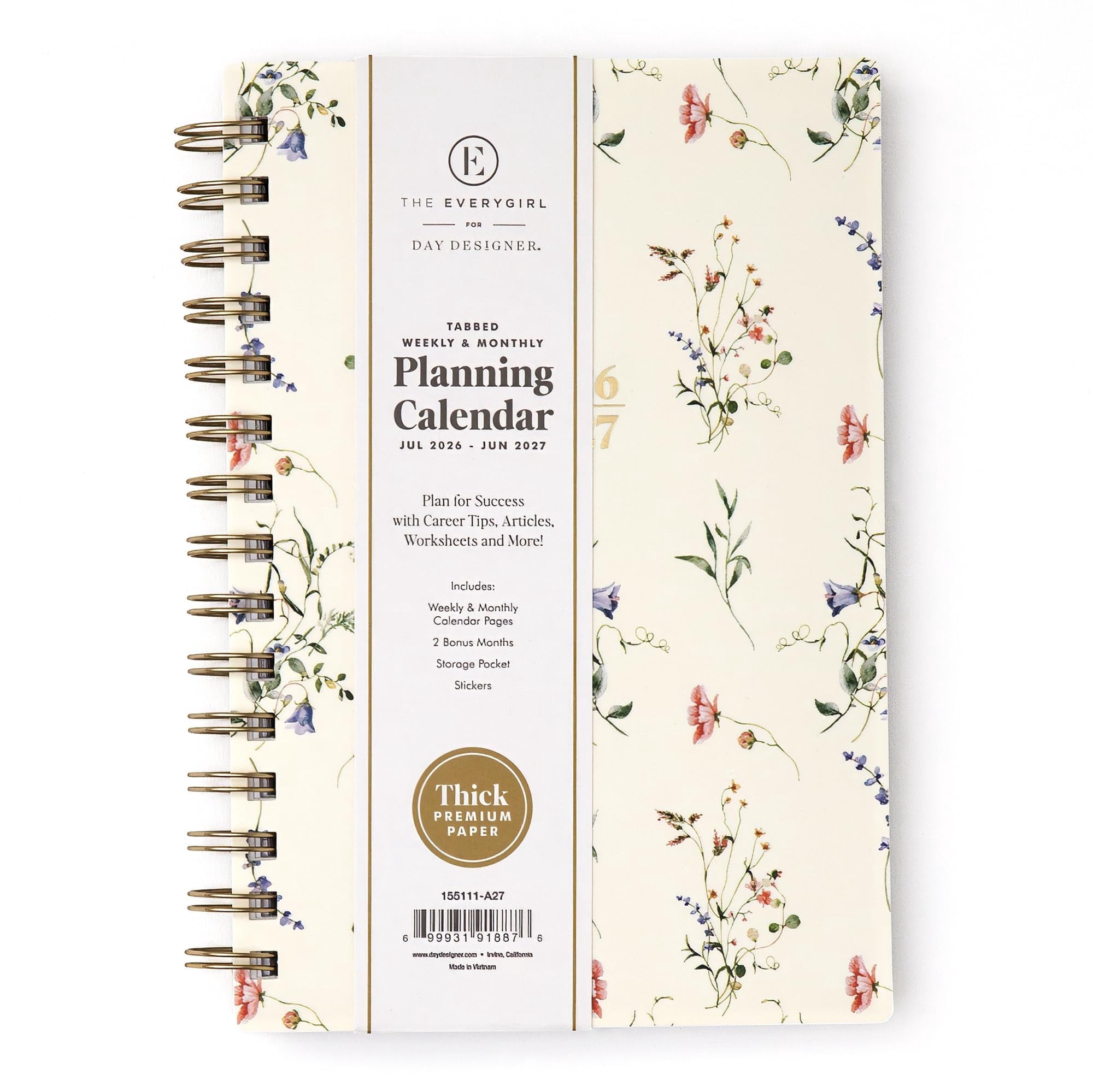 The Everygirl 2026-2027 Weekly and Monthly Academic Year Planner Calendar, July 2026 - June 2027, 5" x 8", Flexible C...