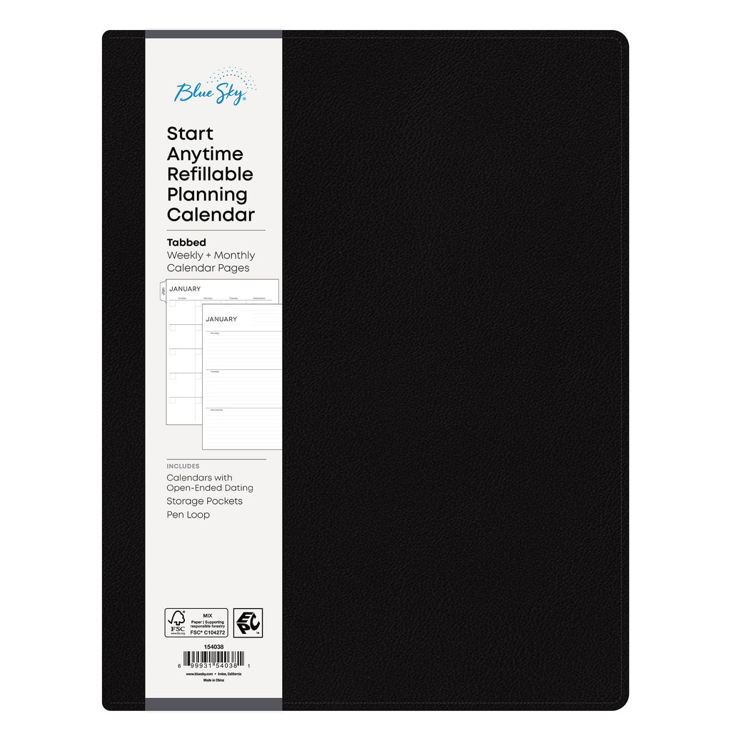 Blue Sky Perpetual Monthly Weekly Large Planner (8.5" x 11") Black January - December