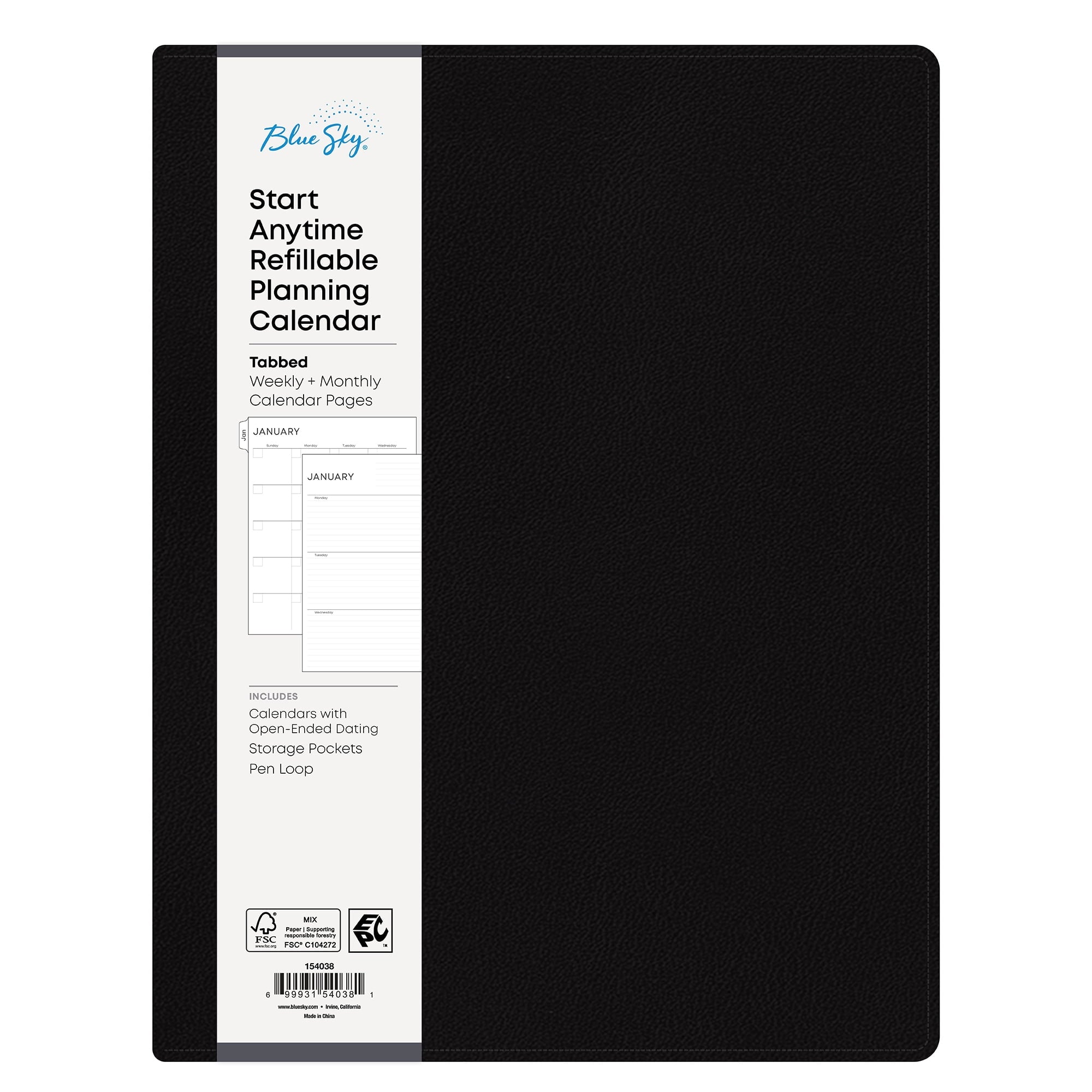 Blue Sky Perpetual Monthly Weekly Large Planner (8.5" x 11") Black January - December