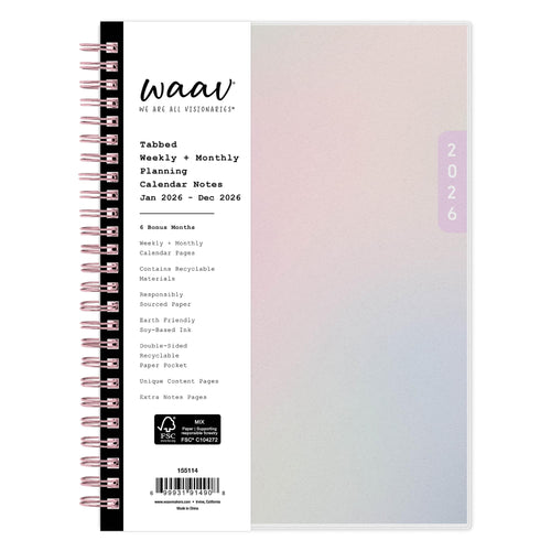 Blue Sky WAAV 2026 Weekly and Monthly Planner Calendar, January 2026 - December 2026, 5.875" x 8.625", Flexible Cover, Durable Twin Wire Bin