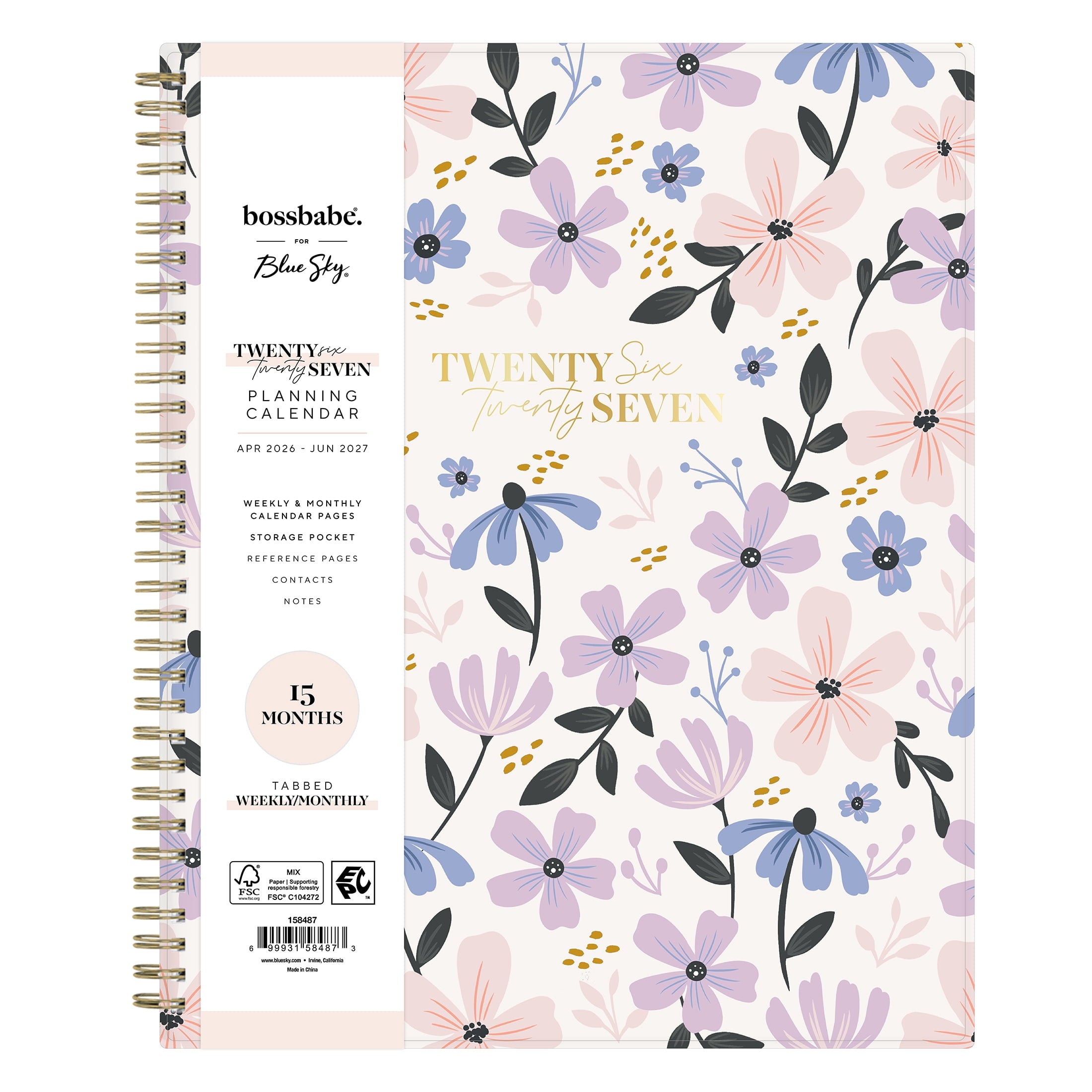 for Monthly Weekly Planner, 8.5" x 11", Morgana Floral 15-Month (April 2026 - June 2027)