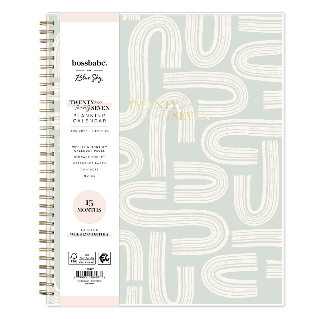 Bossbabe for Blue Sky Monthly Weekly Planner, 8.5" x 11", Ridley Mint 15-Month (April 2026 - June 2027)
