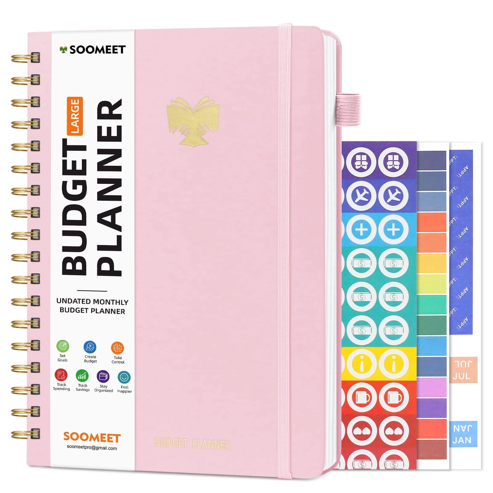 Monthly Budget Planner, Expense Tracker Notebook, Bill Organizer & Finance Planner, 7"x10", Pink