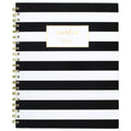 Cambridge Fashion Hardcover Business Notebook, 80 Sheets, 8 1/4" x 11", Black/White Stripe