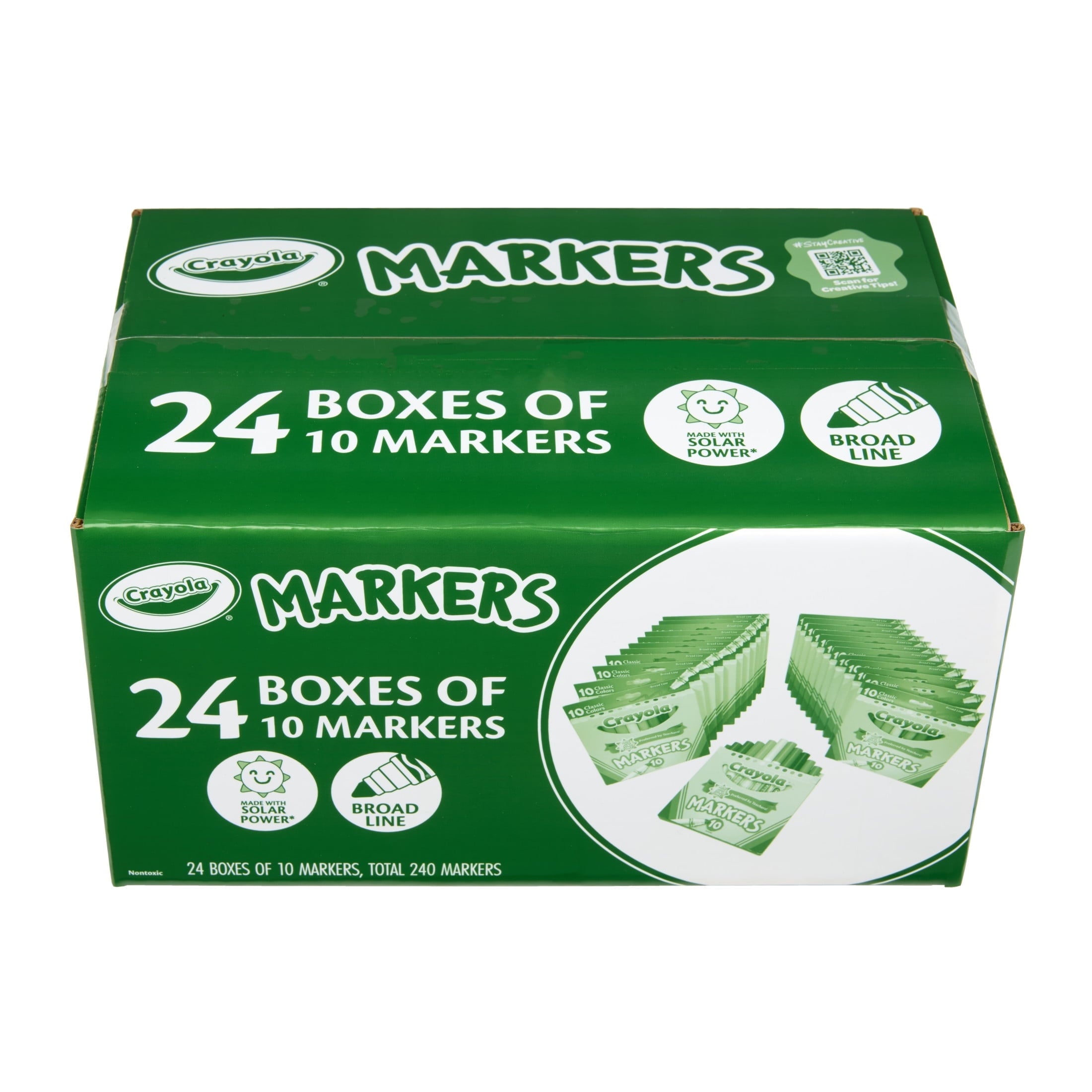 Bulk Markers for Kids, 24 Packs of 10, Broad Line, Bulk Classroom Supplies