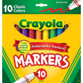 Crayola Broad Line Markers, 10 Ct, Back to School Supplies for Kids, Teacher Supplies, Beginner Child