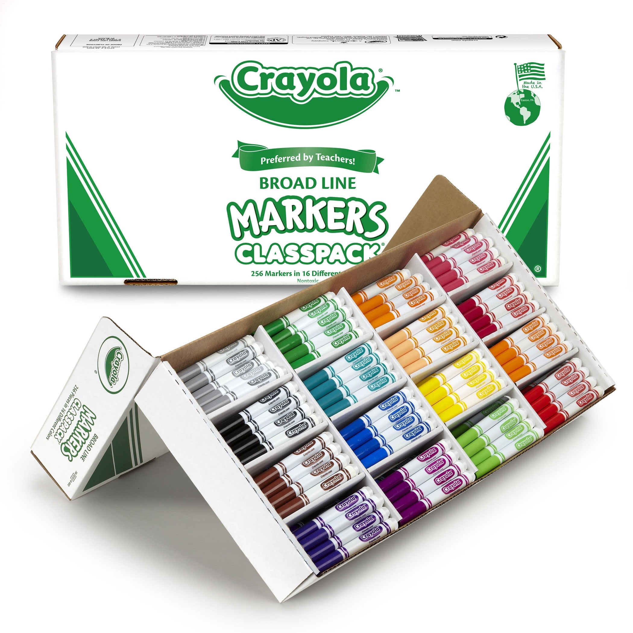 Classpack Assortment, 256ct Broad Line Markers, 16 Bold Colors, Great for Classroom, Educational, All-Purpose Art Tools