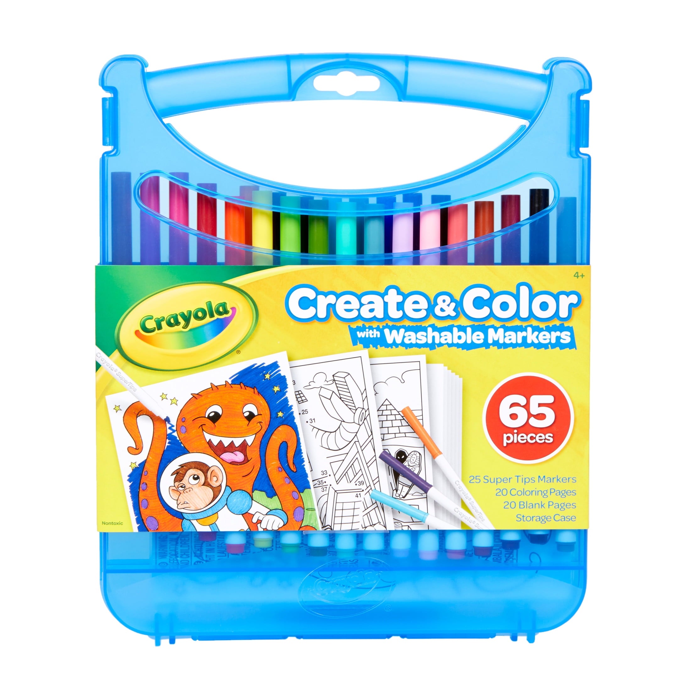 Crayola Create & Color Super Tips Marker Kit, 25 Ct with Storage, Back to School Supplies, Travel Activities, Coloring Art Gift for Kids, Ag