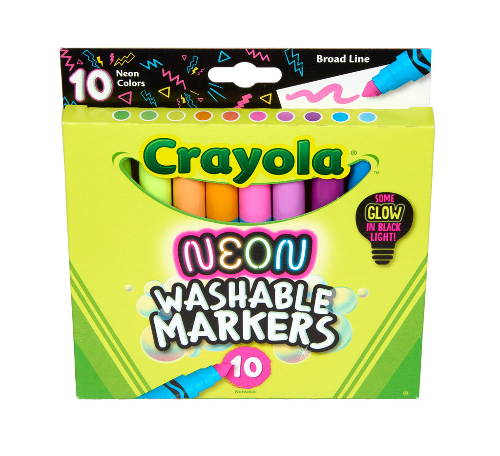 Neon Marker Set (10ct), Art Markers for Kids, 7 Glow in the Dark Marker Colors, Broad Line, Gift for Kids, Ages 3+