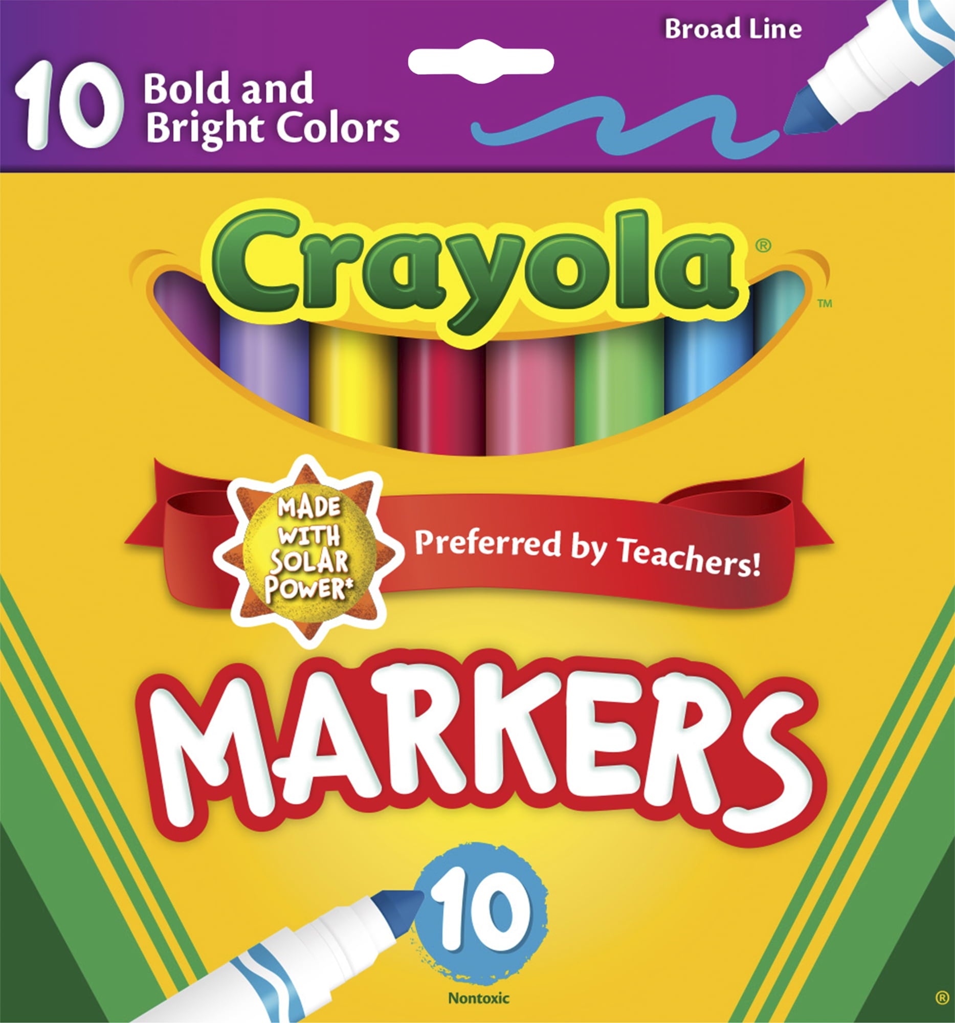 Original Broad Line Markers, Assorted Bright and Bold Colors, Set of 10