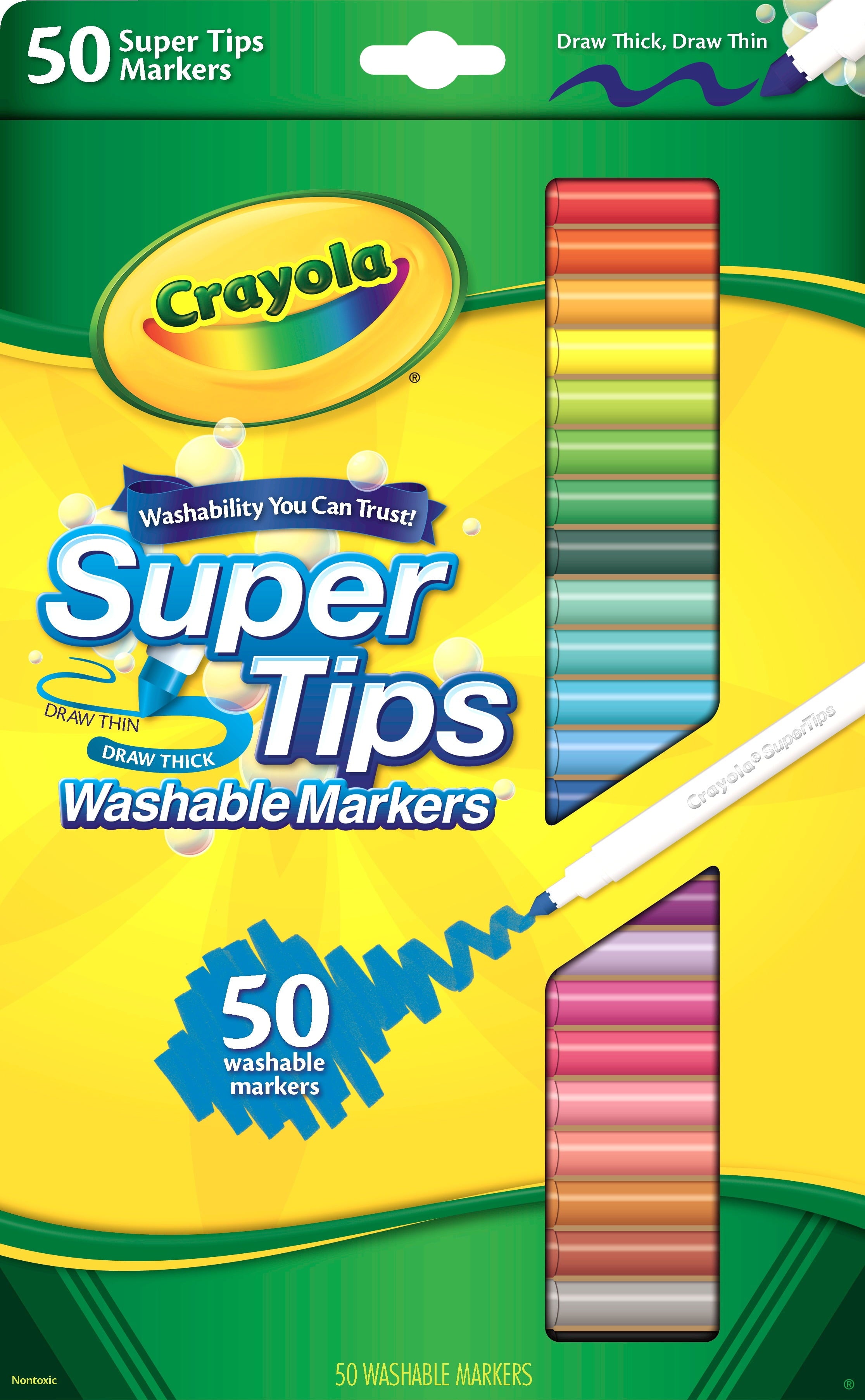 Super Tips Washable Markers for Kids, 50 Count, Arts and Crafts Supplies, Adult Coloring Markers, Classroom Must Have...