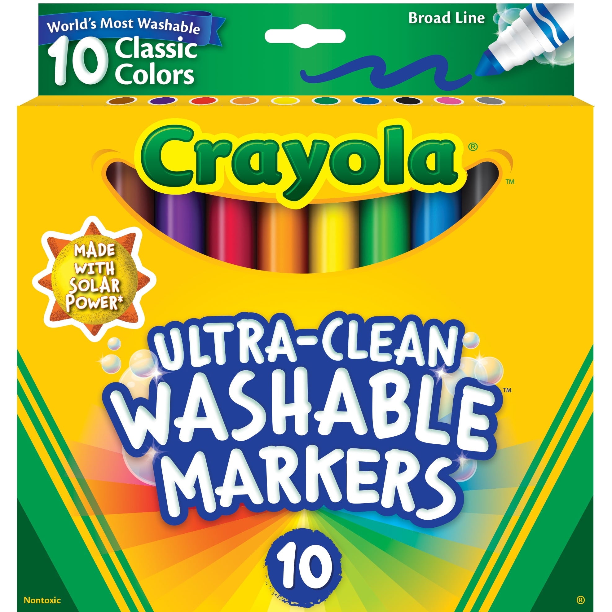 Ultra-Clean Washable Broad Line Markers, Art Supplies, Back to School Supplies, 10 Ct