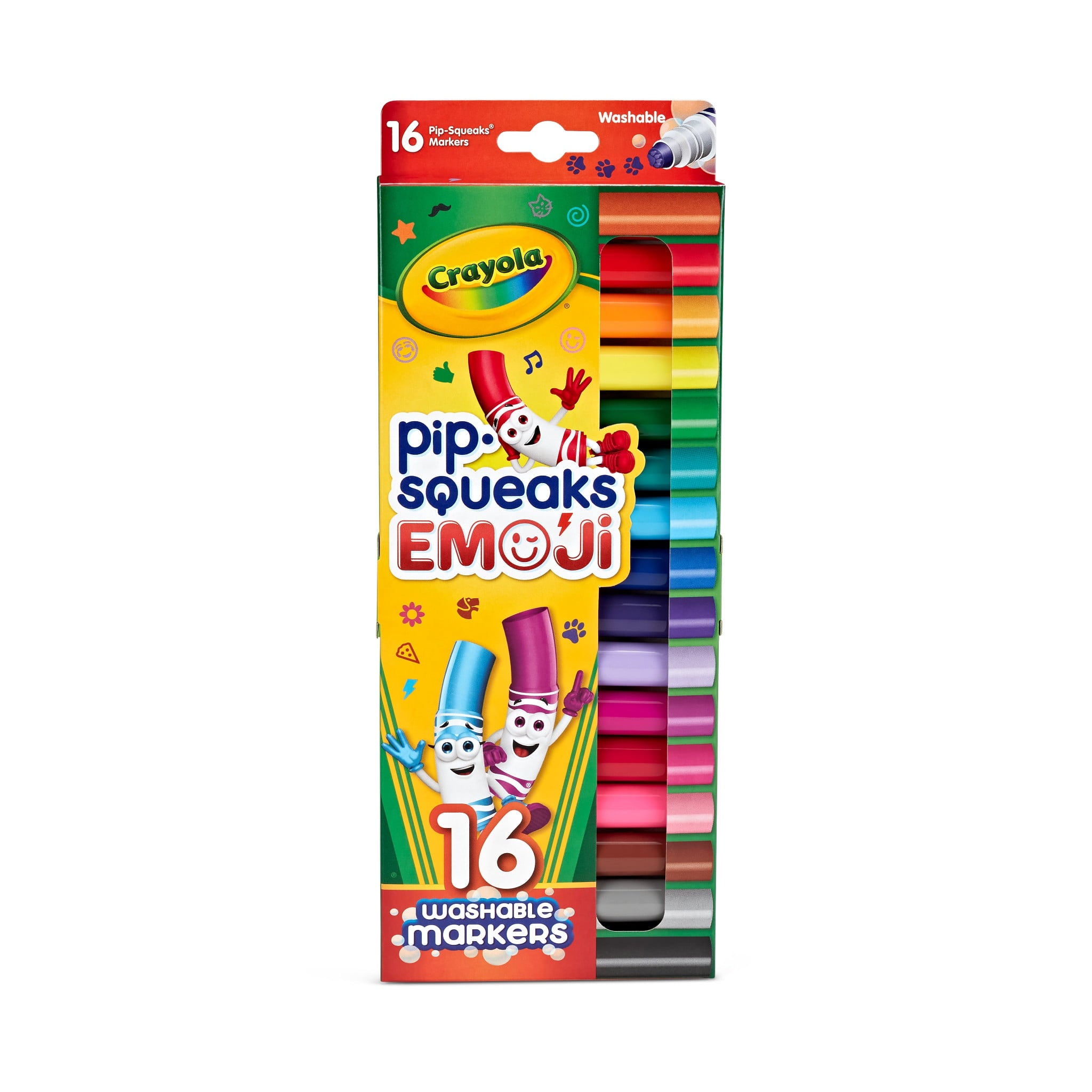 Pip-Squeaks Emoji Stamp Washable Markers, 16 Count