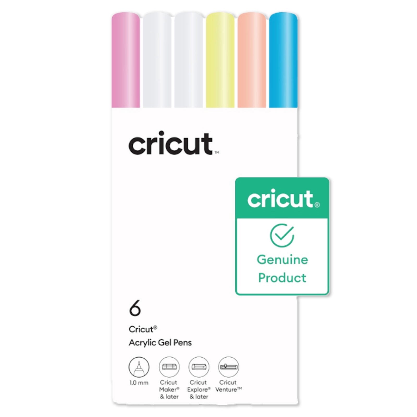 Acrylic Gel Pens Set, Maker and Explore Pens, 1.0 mm Fine Tip, Multicolor, 6 Count
