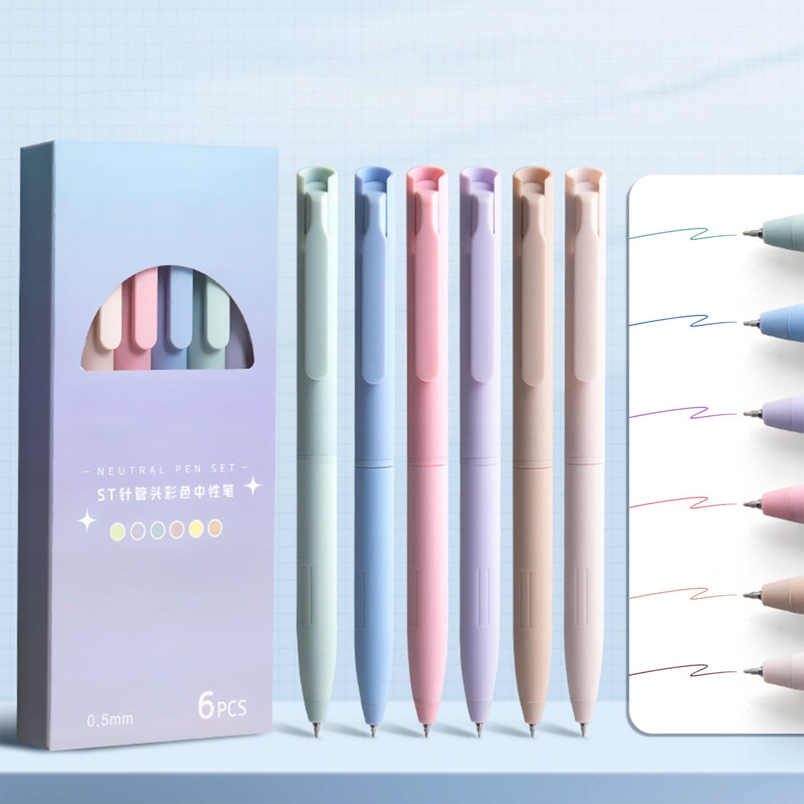 6 PCS Gel Pens Colored Ink,Retractable pointed 0. Quick Drying Aesthetic Pen for Writing, Journaling, Note-Taking,Gif...