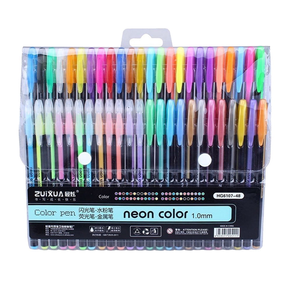 Darzheoy 48 Colors Glitter Gel Pens, Colored Pens for Adult Coloring, Pens for Women, Cute Pens Set, Art Gel Pens Office Supplies
