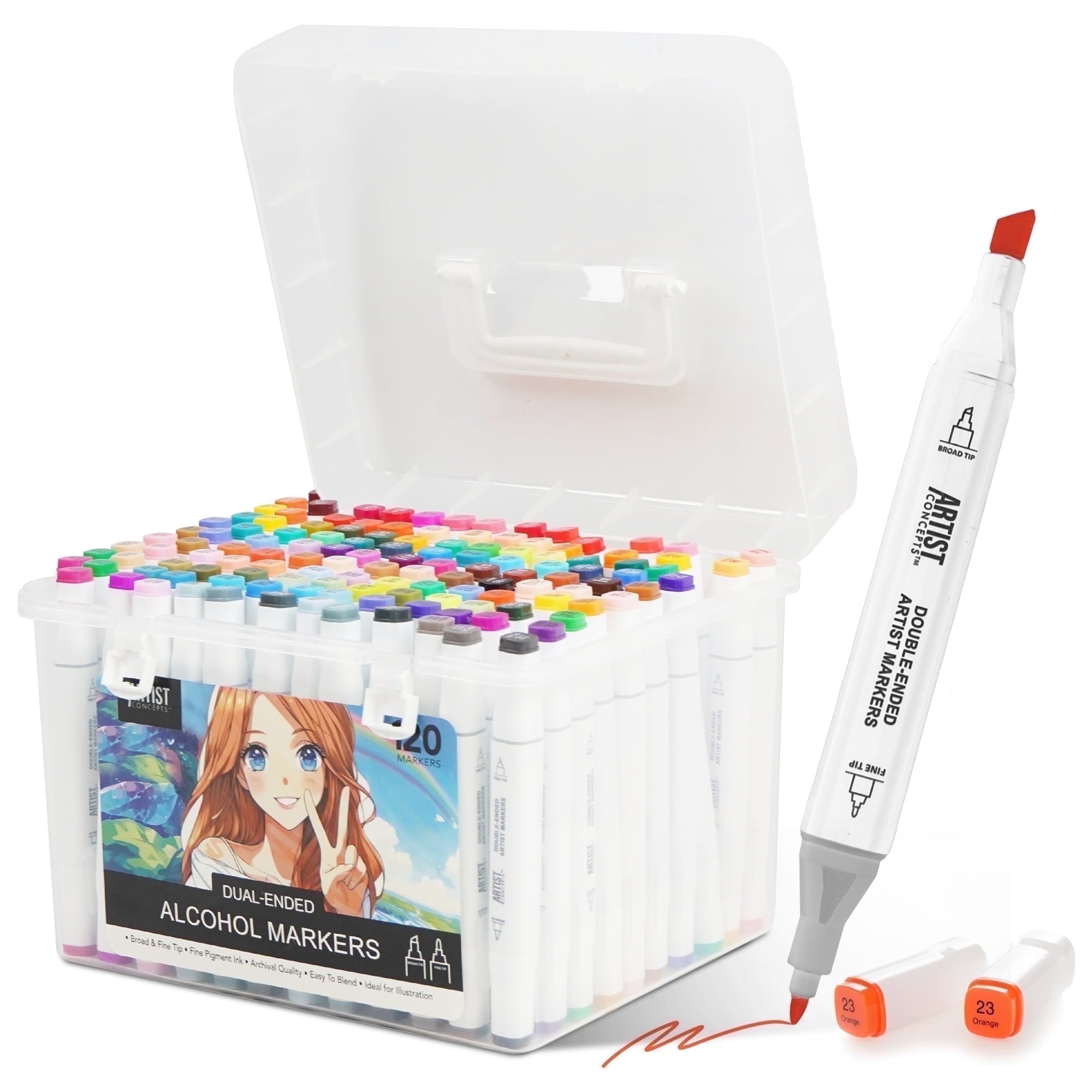 Dual Tip Alcohol Markers, Smooth and Vibrant Colors for Coloring books, 120 count