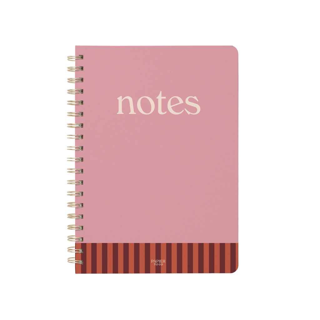 Papier To Go Lined Notebook, Spiral B5, Essential Notes, Pink
