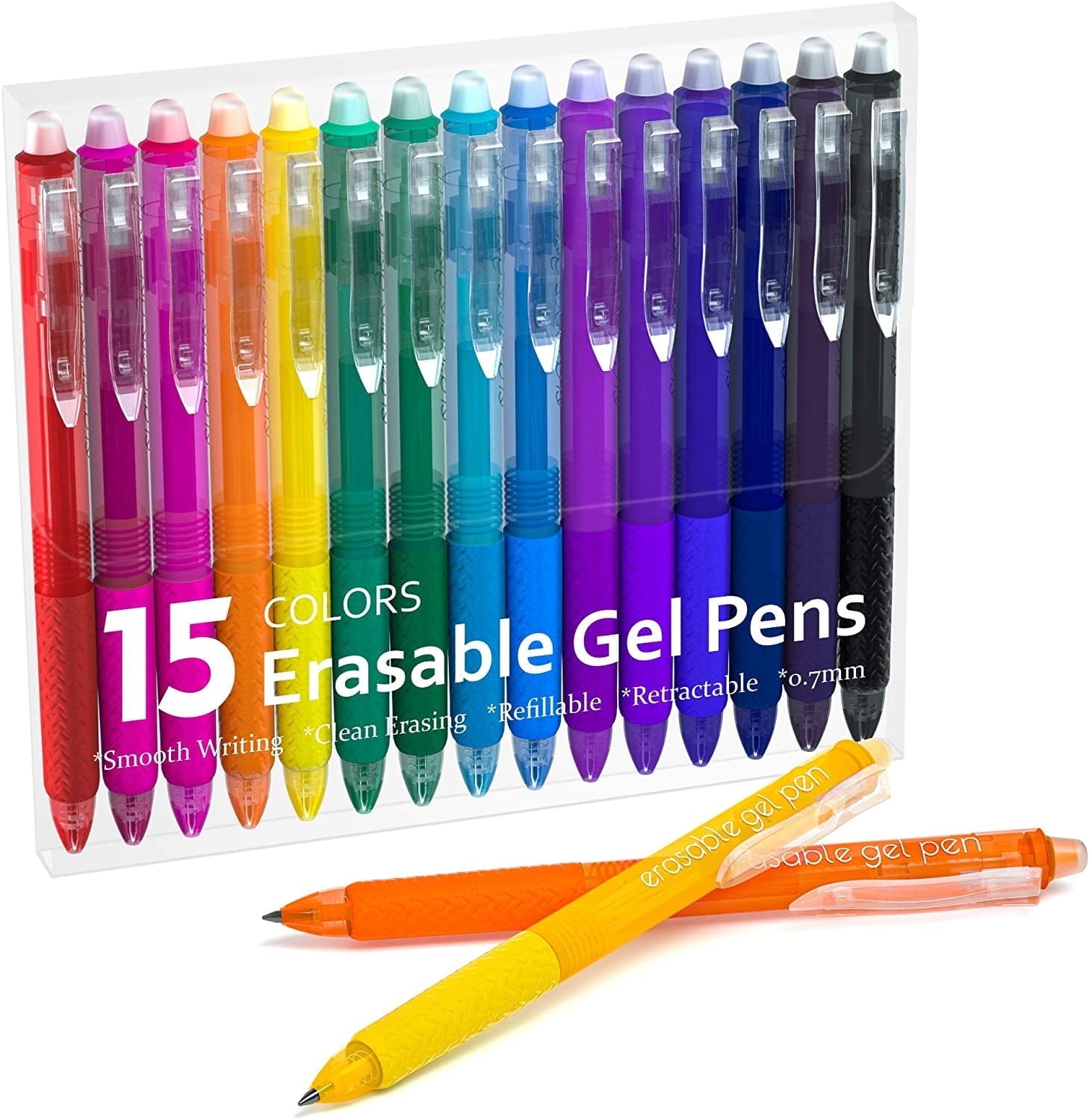 Erasable Gel Pens, 15 Colors Retractable Erasable Pens Clicker, Fine Point, Make Mistakes Disappear, Assorted Color I...