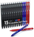 Erasable Gel Pens, 15 Pack Retractable Erasable Pens Clicker, Fine Point, Make Mistakes Disappear, 11 Black 2 Blue 2 ...