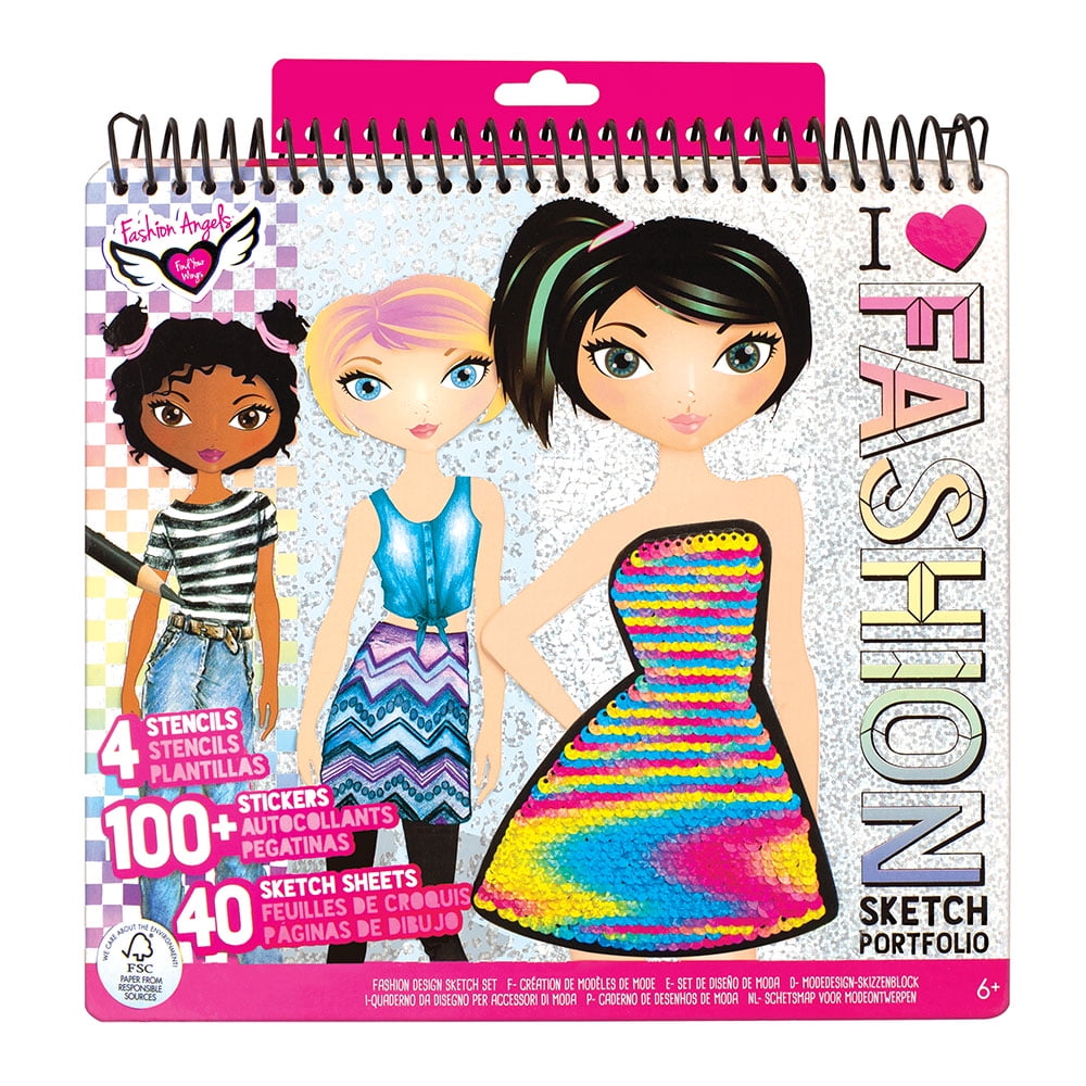 Portfolio Sketch Pad & Writing Notebook with 4 Stencil Sheets, 8.5in x 11in, 40 Pages