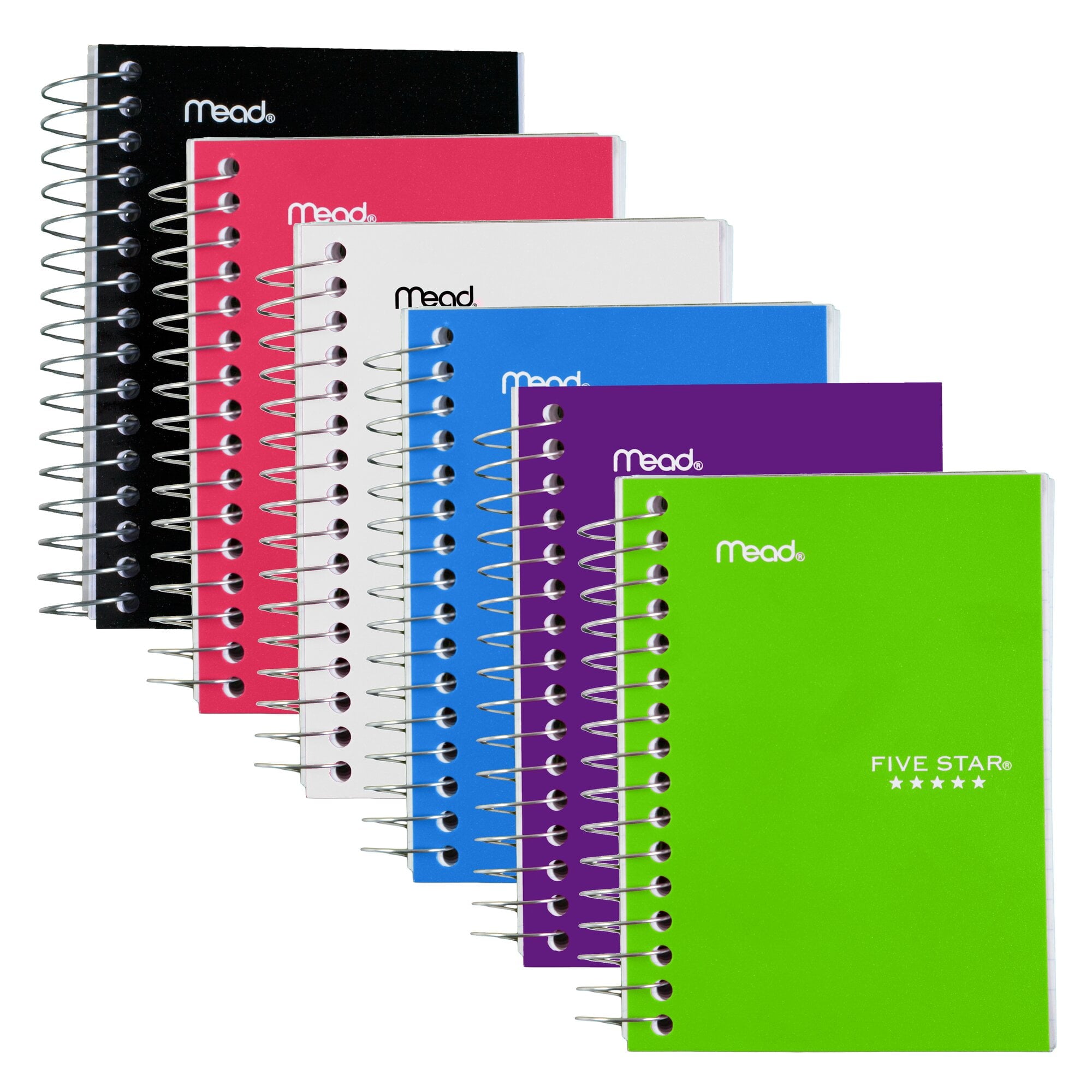 Fat Lil' Spiral Notebook, College Ruled, 3.5" x 5.5", 6 Pack, Assorted Colors