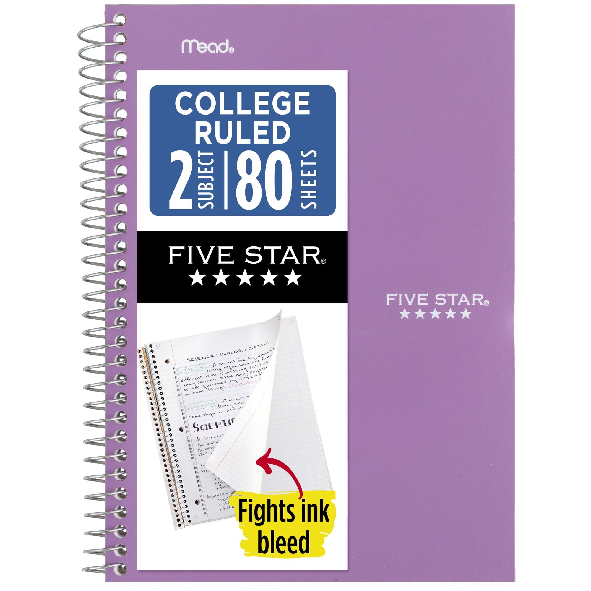 Notebook, 2 Subject, College Ruled, 6" x 9.5", Amethyst Purple