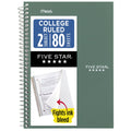 Spiral Notebook, 2 Subject, College Ruled, 6" x 9.5", Seaglass Green