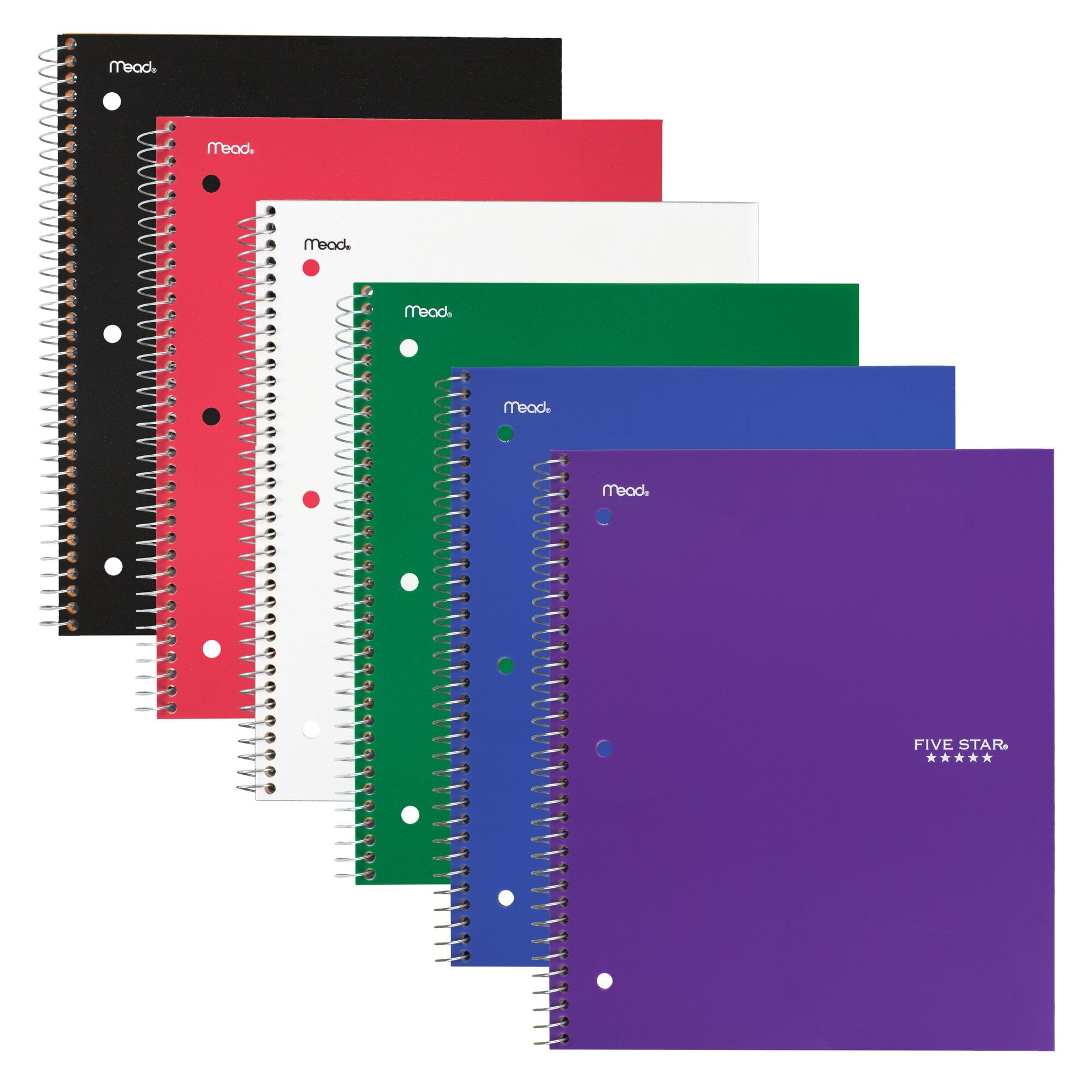 Spiral Notebook + Study App, 1 Subject, College Ruled, 8.5" x 11", 6 Pack