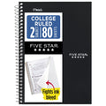 Spiral Notebook, 2 Subject, College Ruled, 6" x 9.5", Black