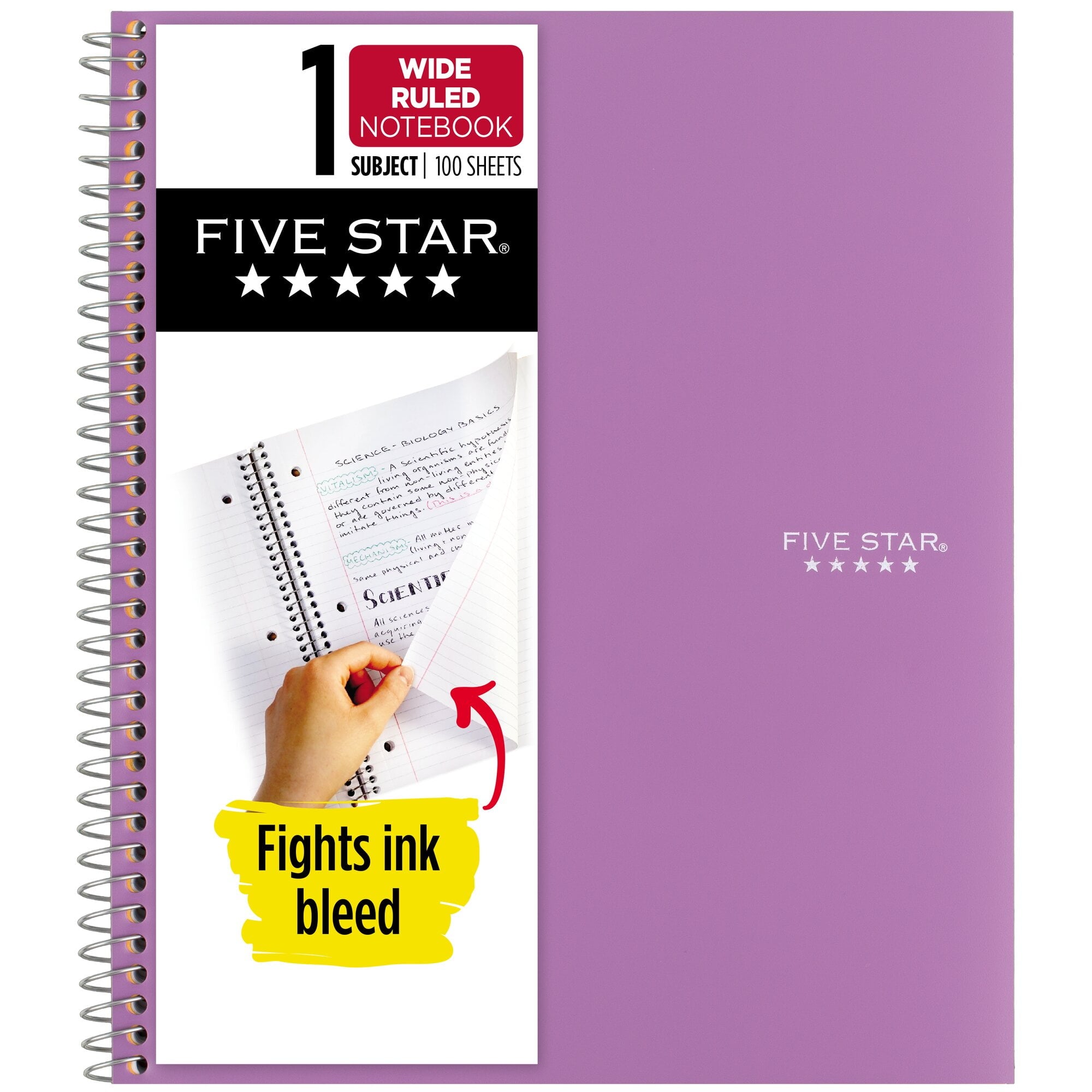 Notebook + Study App, 1 Subject, Wide Ruled, 8" x 10.5", Amethyst