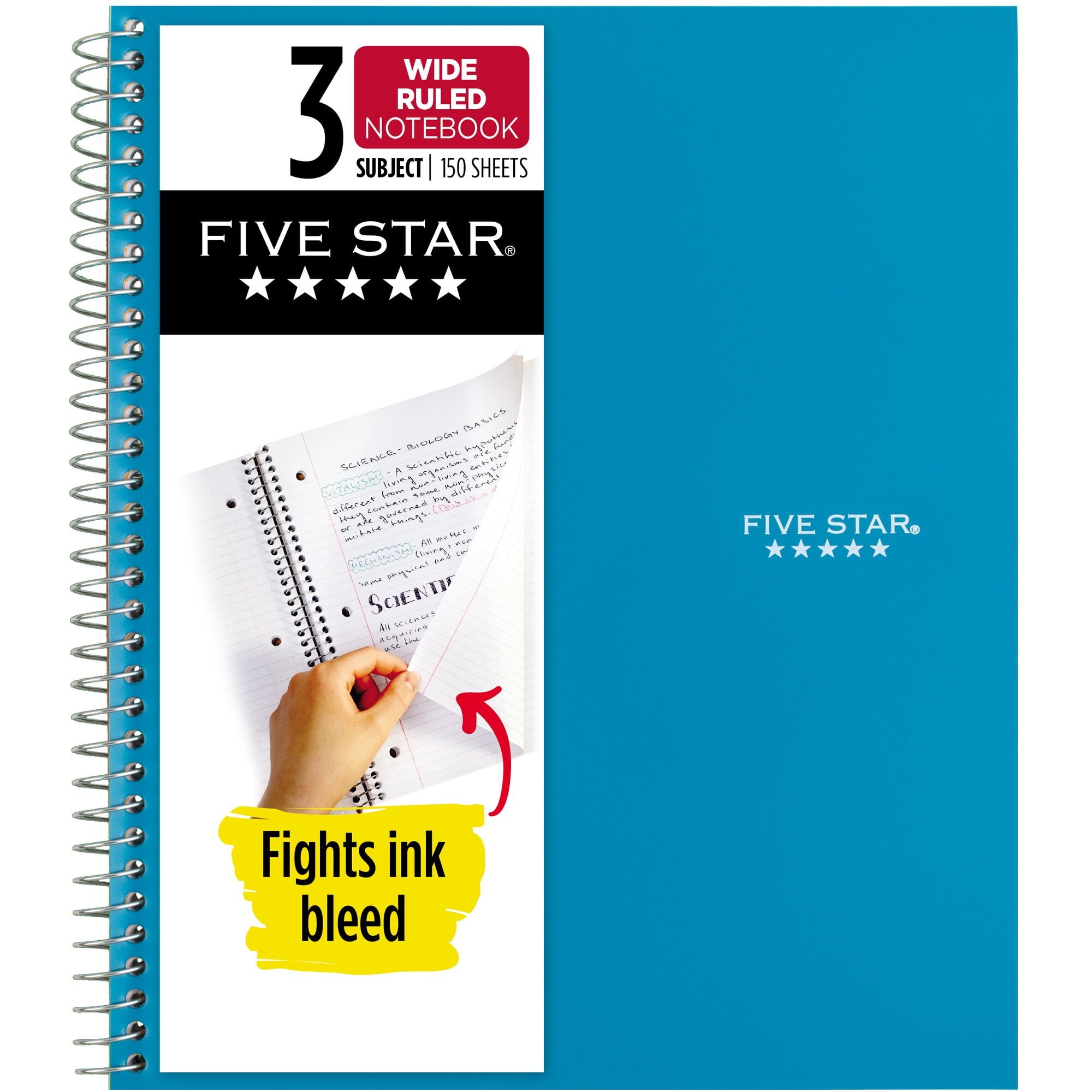 Notebook + Study App, 3 Subject, Wide Ruled, 8" x 10.5"