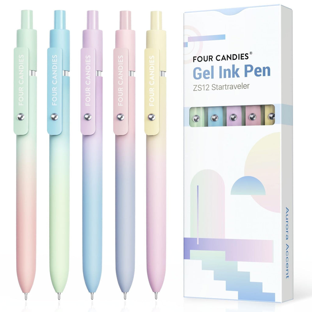Four Candies Gel Pens, 5 Pcs 0.7mm Quick Dry Black Ink Pens Fine Point Smooth Writing High-End Series Unique Pens, Fun Pretty Cute Pens Gift