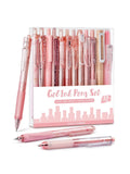 Retractable Pink Pen Set, 11Pcs Black Ink Gel Pens(0.5mm), 1Pcs Pink Highlighter, 0.5mm Fine Point for Journaling, Wr...