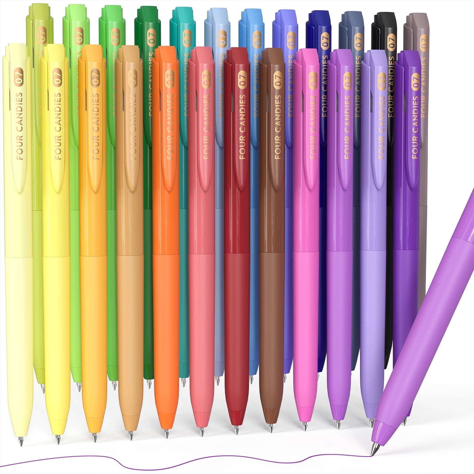 Quick Dry Ink Colored Pens Set, 24 Colors Retractable Gel Pen, 0.7mm Fine Point Colorful Pens for Note Taking & Drawi...