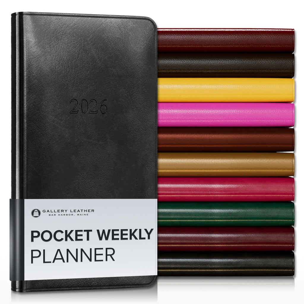 Pocket Weekly Monthly Planner 2026, Elegantly Bound Calendar Planner and Notebook with Stylish Gold-Gilded Page Edges...