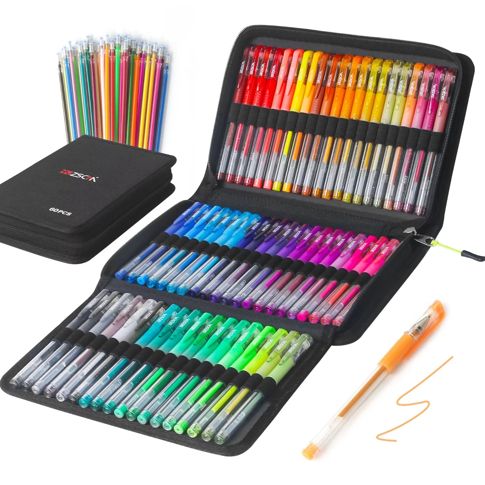 Gel Pens for Adult Coloring Books, Ink Pens Set Include 60 Colors Gel Marker Pens, 60 Matching Color Refills for Draw...