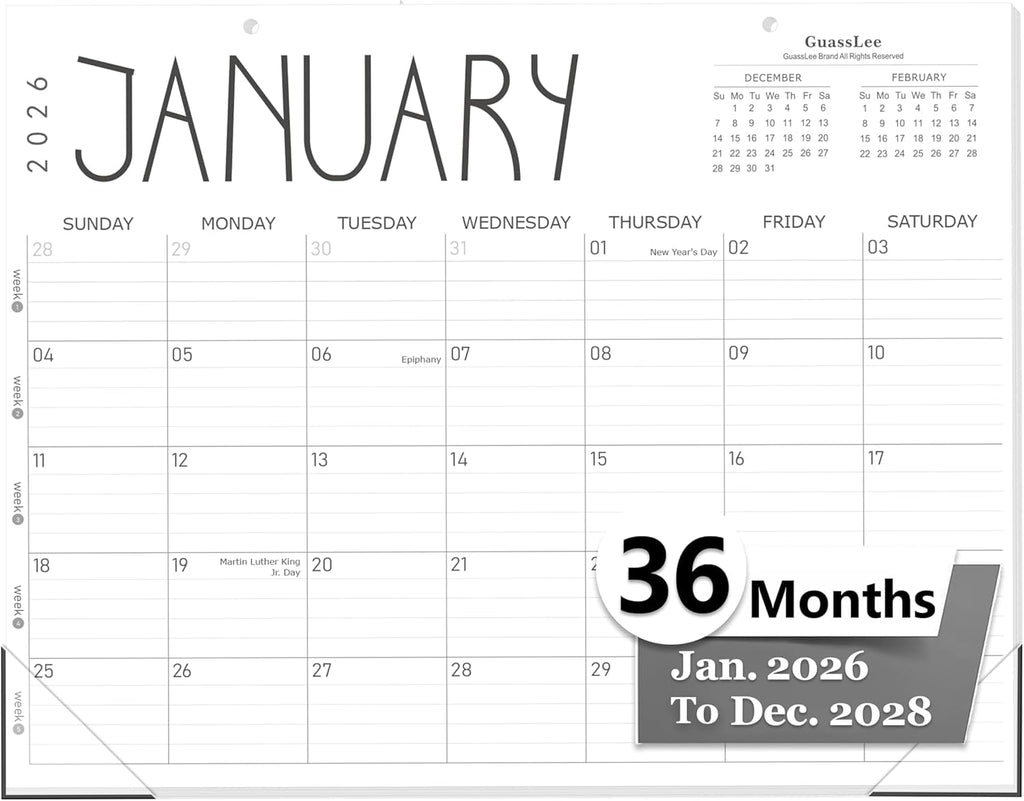 GuassLee 36 Month Desk Calendar 2026, . 2026 to December. 2028, 14" X 11" Monthly Planner with Thick Paper for Office...