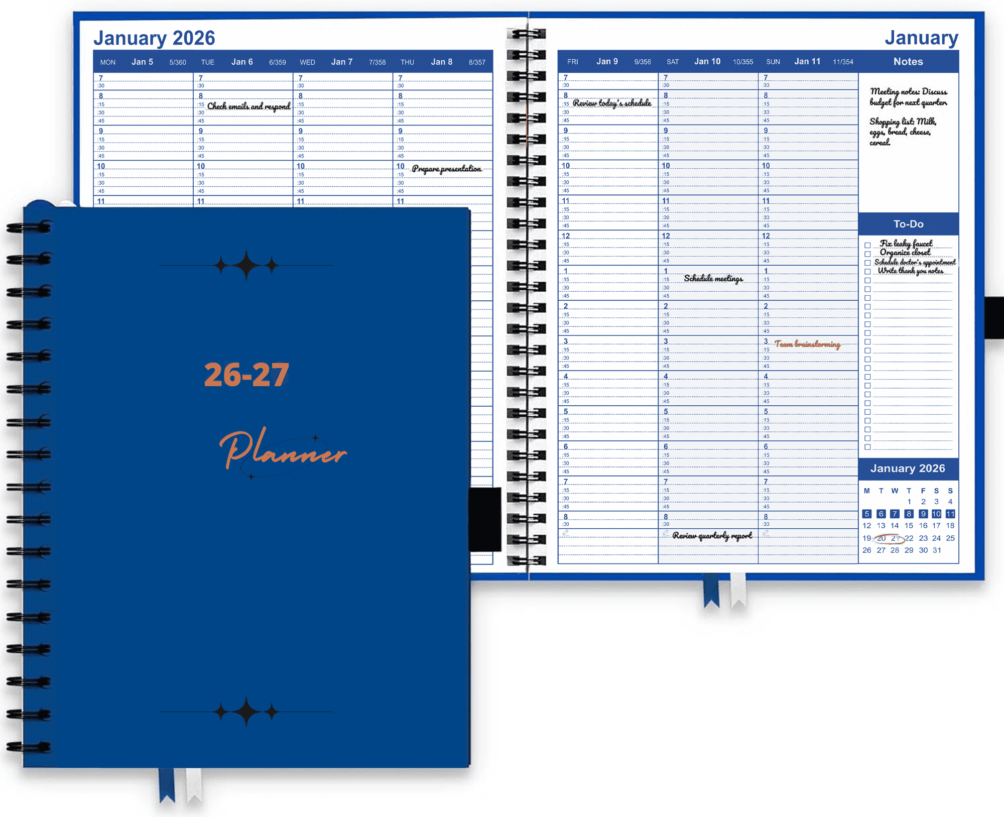 Hourly Planner 2026-2027, January 2026 - July 2027, Weekly Appointment Book, Daily Scheduling Calendar, Medical, Busi...