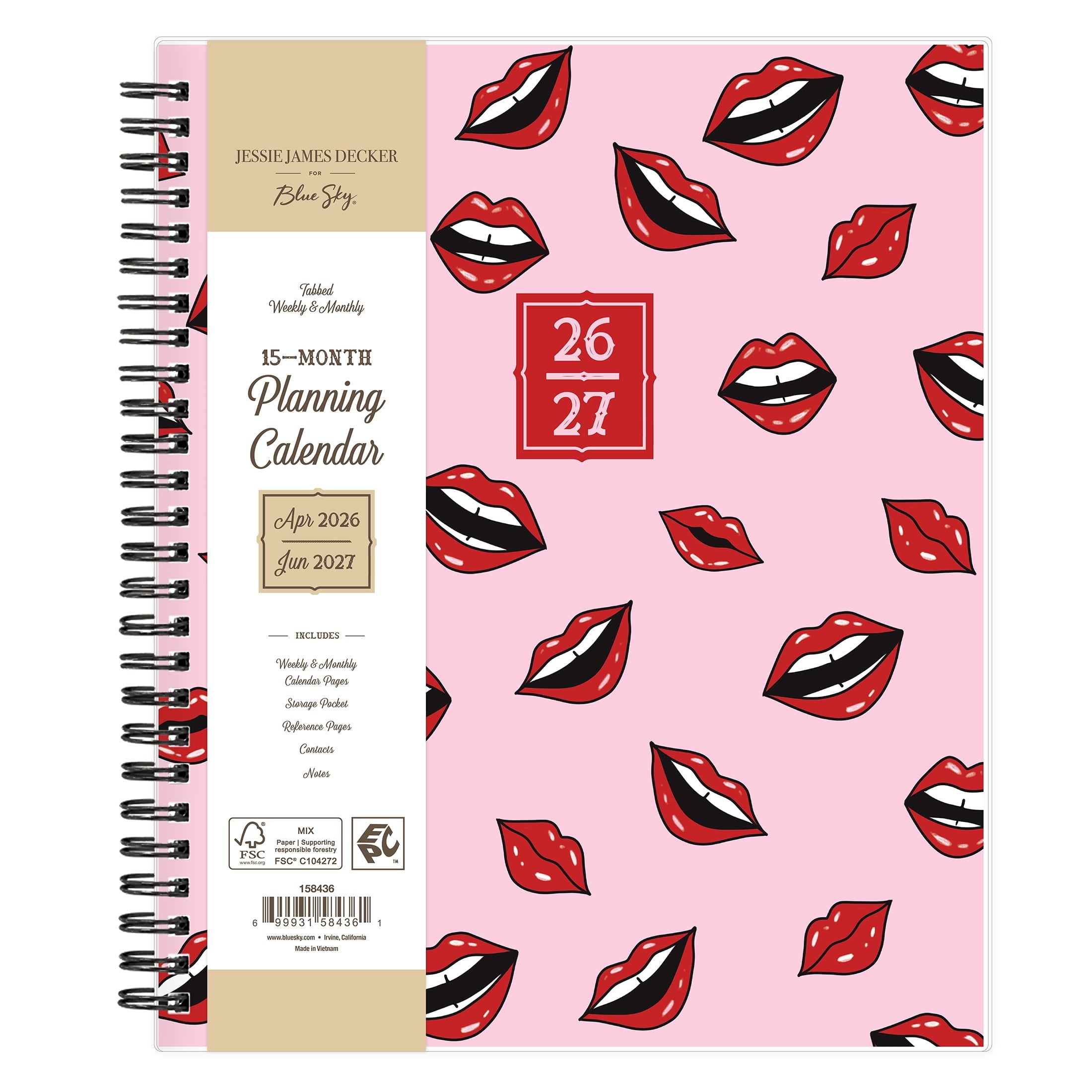 for Monthly Weekly Planner, 7" x 9", Lips Service 15-Month (April 2026 - June 2027)