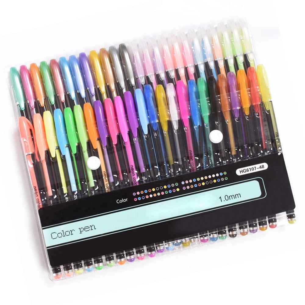 Glitter Gel Pens 48 Colors 1.0 mm Fine Tip Gel Pens Set Colored Gel Marker for Coloring Book Drawing Art Supplies Scr...