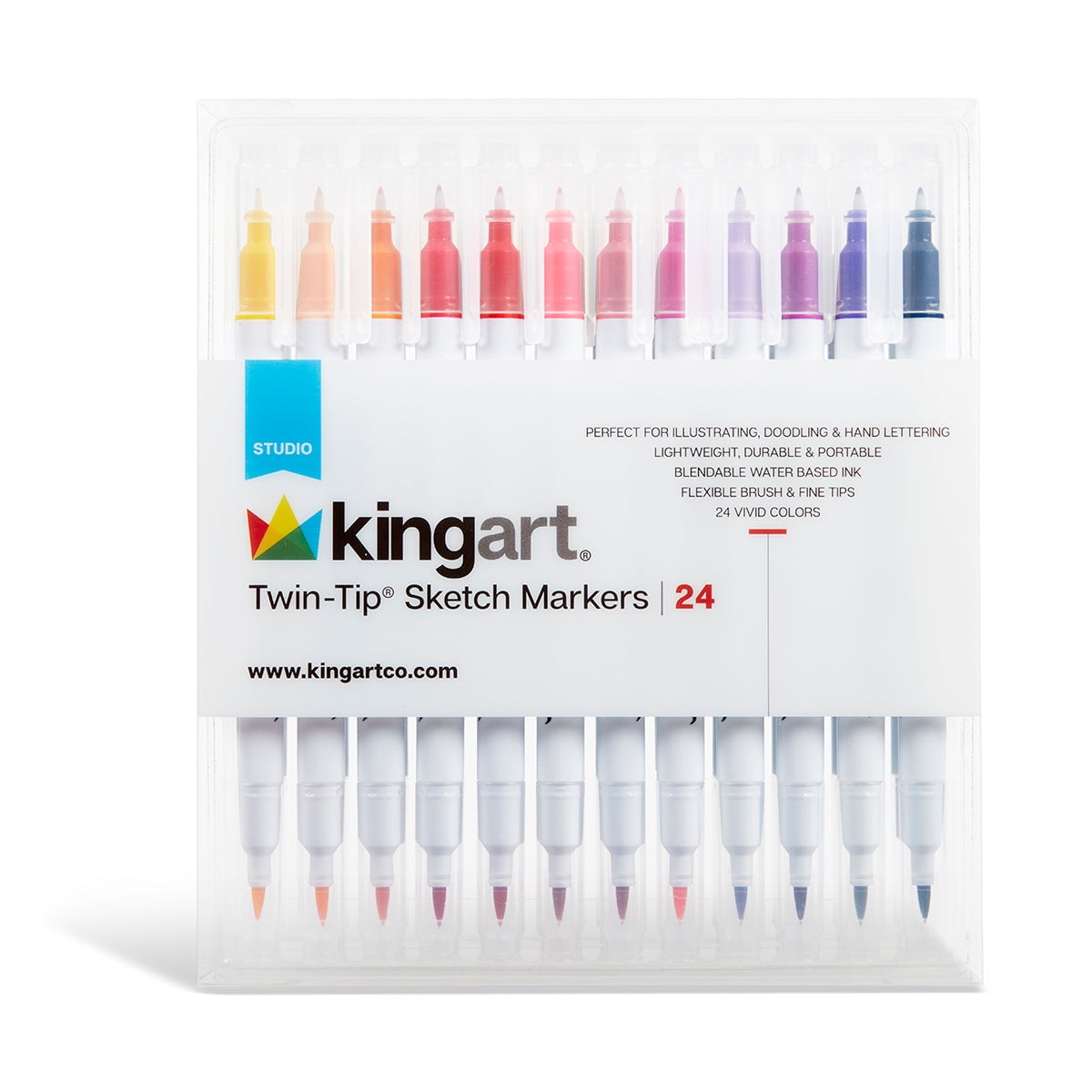 24-Color Twin Tip Sketch Markers Set – Dual Tip Art Markers for Drawing & Adult Coloring