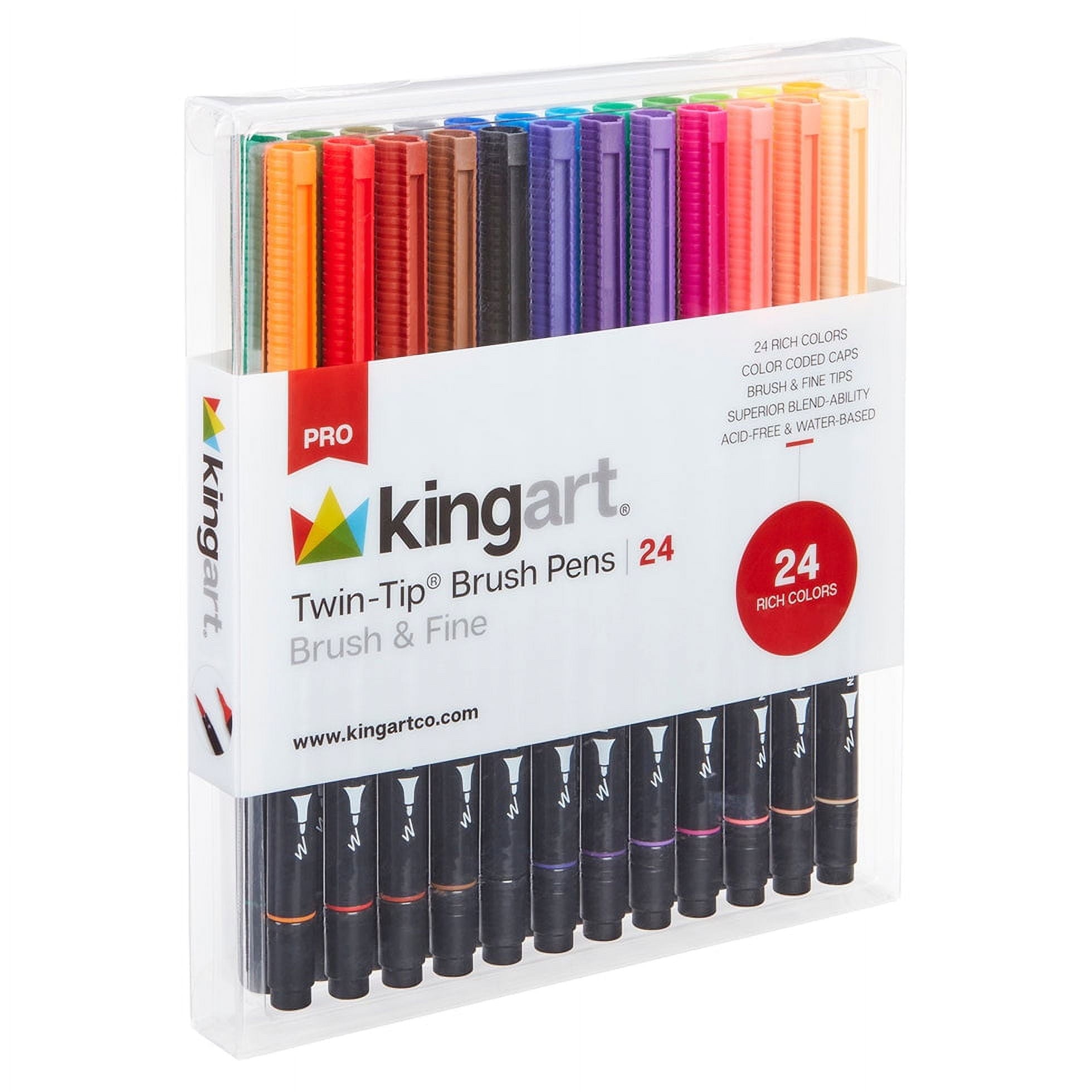 Twin Tip Brush Markers – 24 Vibrant Colors, Art Supplies for Adult Coloring, Drawing