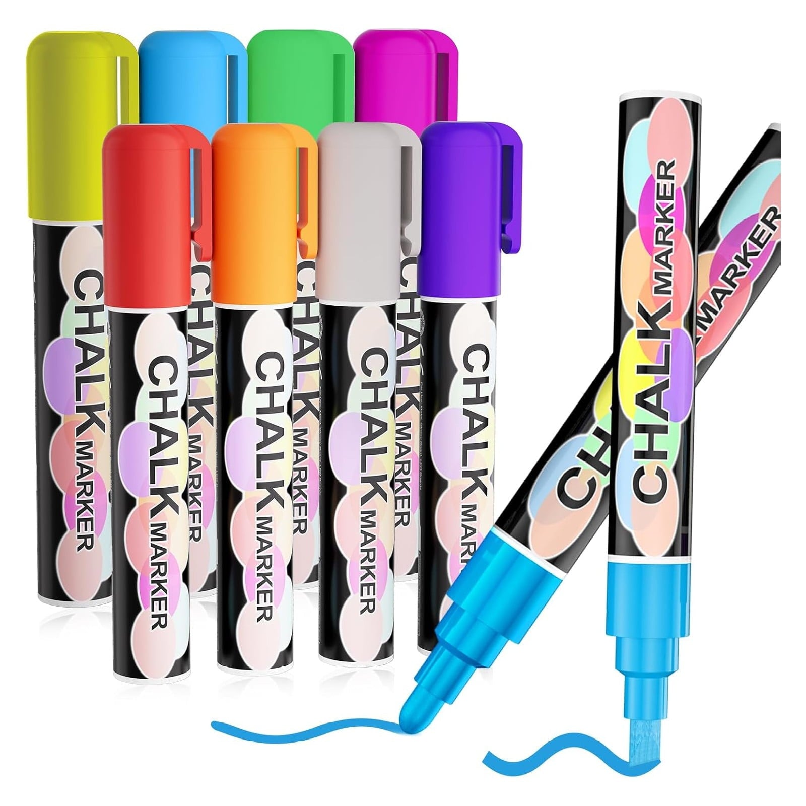 Liquid Chalk Markers Pens,8 Colors Washable & Wet Erase Neon Chalk Makers for Blackboard,Chalkboard Signs,Glass Windo...