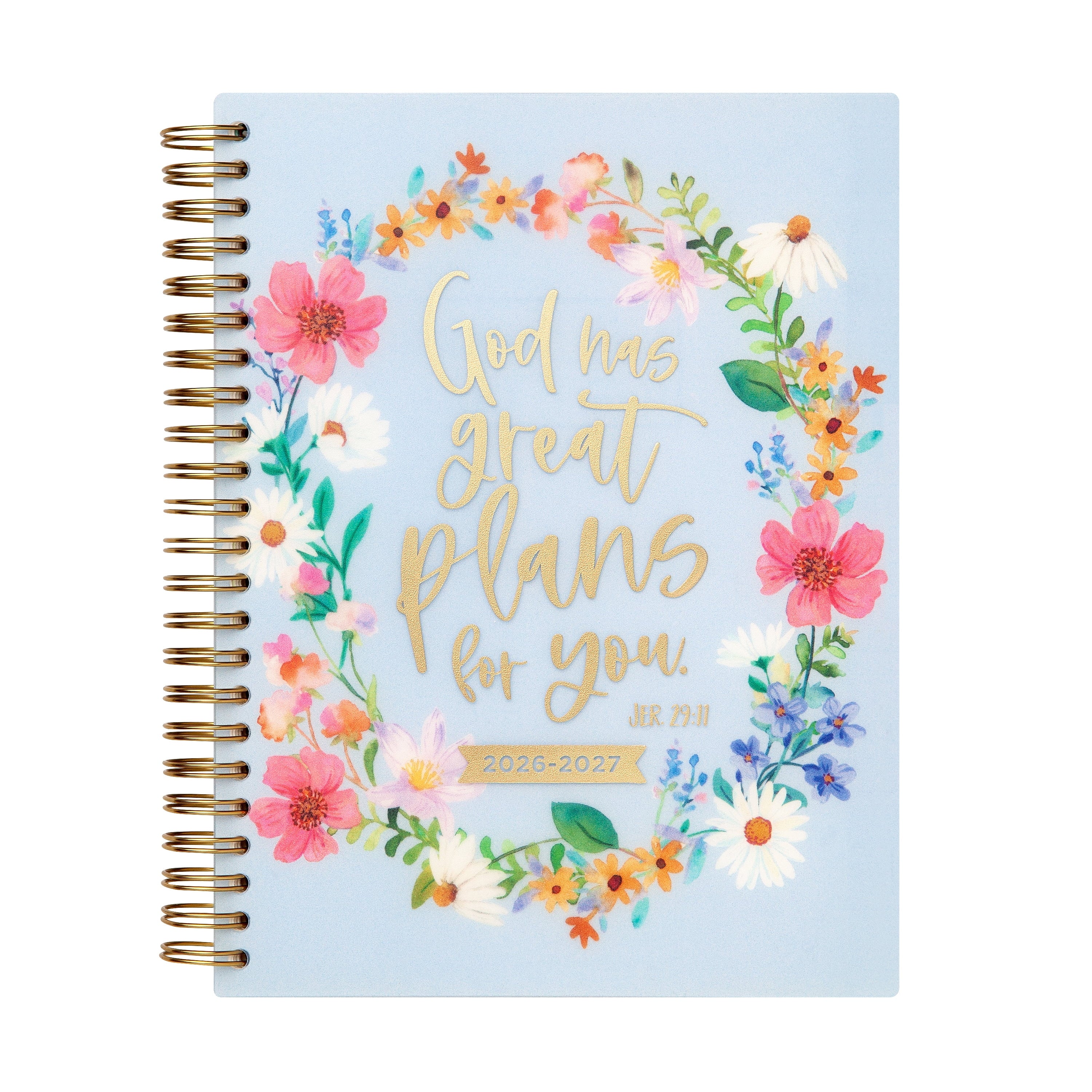 Weekly Planner, 6.25" x 8.25", Blue Religious, Poly Spiral Bound