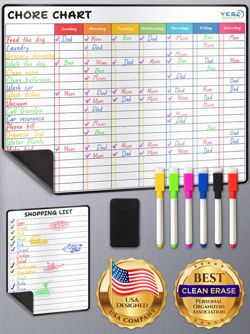 11"x14" Weekly Planner & 6.5"x8.5" Shopping List W/ Markers & Eraser