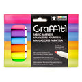 Neon Graffiti Fabric Marker Set - 6 Permanent Vibrant Colors