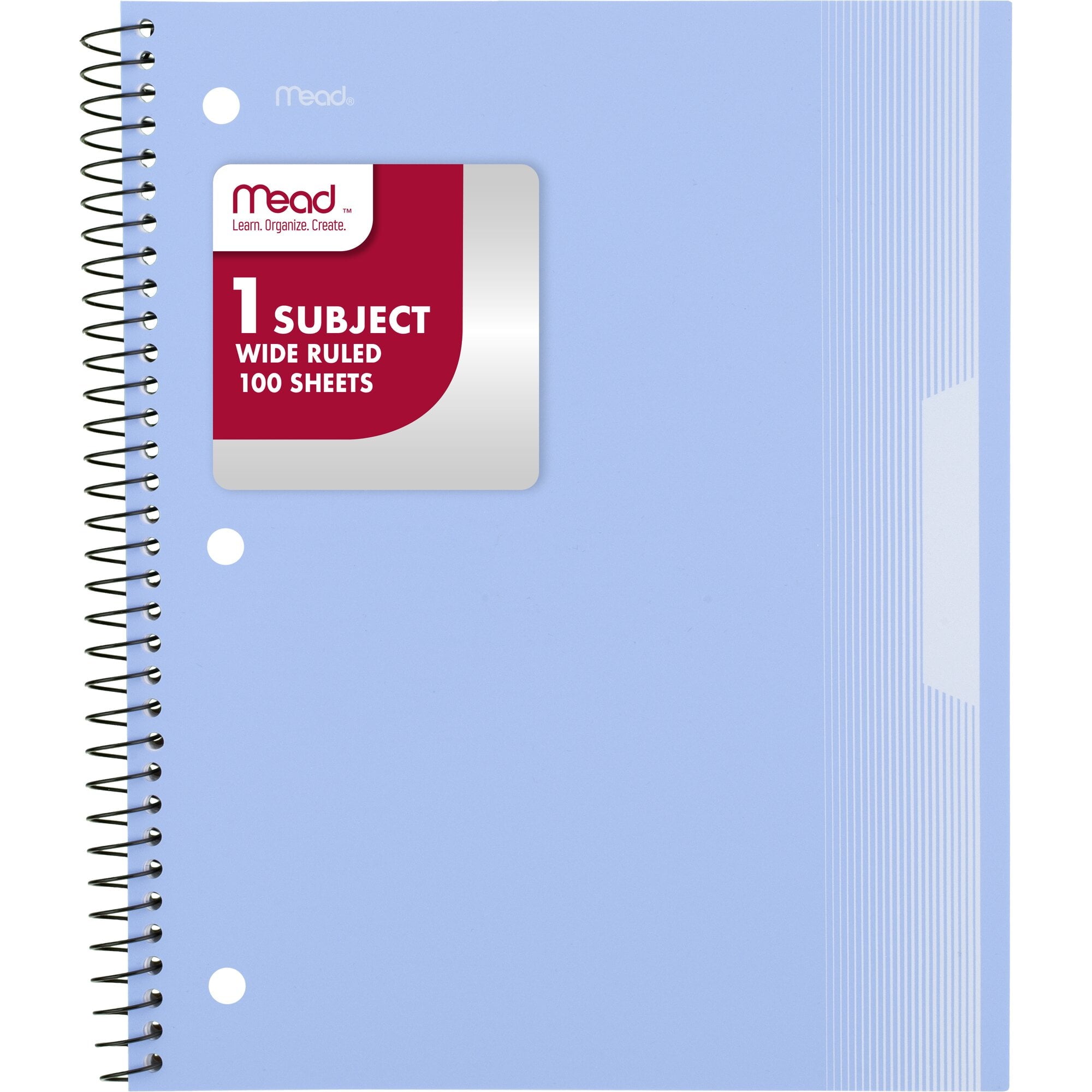 1 Wide Ruled Notebook 8 x 105 Pastel Blue Poly Spiral 100 Sheets